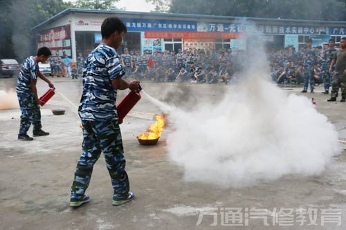 同学们用灭火器灭火